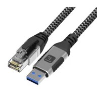 Pozostałe akcesoria sieciowe - Techly Kabel sieciowy USB-A na Gigabit Ethernet RJ45 3m Oplot - miniaturka - grafika 1