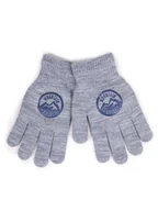 Rękawiczki dla dzieci - Rękawiczki chłopięce pięciopalczaste szare z górami 18 cm - miniaturka - grafika 1