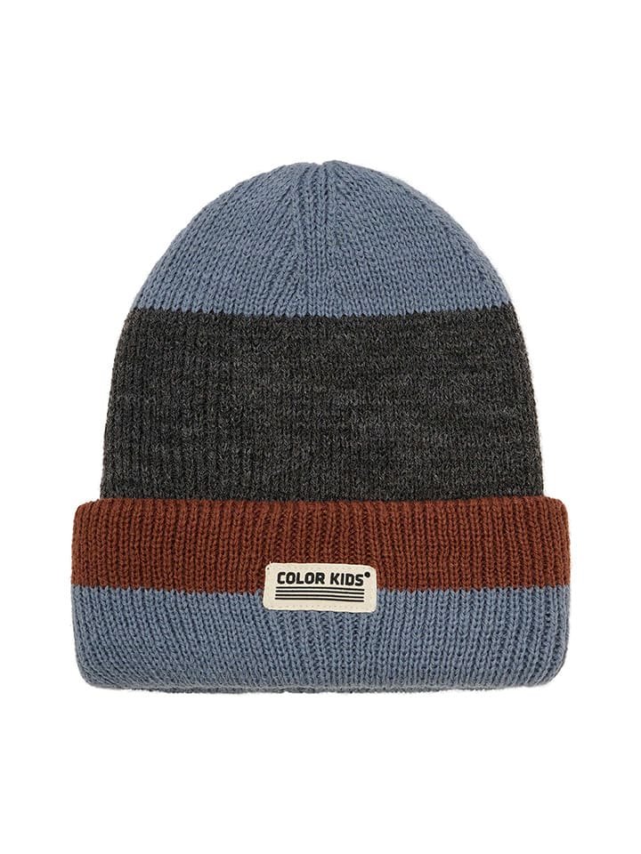 Color Kids Czapka beanie w kolorze szaro-niebiesko-jasnobrązowym