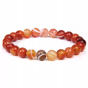 Bransoletka Damska Kamień Naturalny Koraliki Agat Carnelian 8 mm Elastyczna - Bransoletki - miniaturka - grafika 1