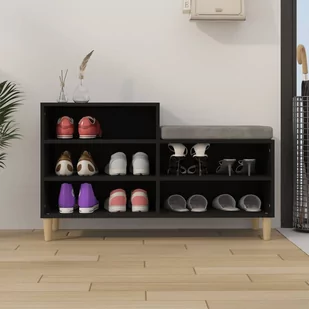 Szafka na buty, czarna, 102x36x60 cm, materiał drewnopochodny - Szafki na buty - miniaturka - grafika 4