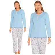 Piżamy damskie - PIŻAMA DAMSKA BAWEŁNIANA MORELLA DŁUGI RĘKAW DŁUGIE SPODNIE ELEGANCKA WYGODNA BAWEŁNA 100% KOBIECA XXL - miniaturka - grafika 1