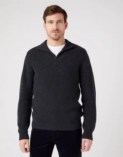 Wrangler Half Zip Knit Męski Sweter Klasyczny Rozpinany Logo Dark Grey W8D0Pjx06-4Xl - Swetry męskie - miniaturka - grafika 1