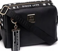 Torebki damskie - Monnari Torebka Damska Listonoszka Z logo Czarna Kolekcja PREMIUM - miniaturka - grafika 1