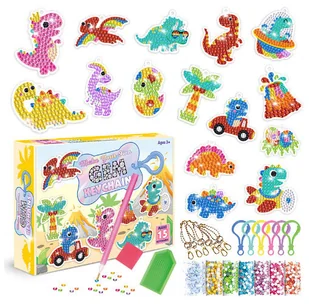 Haft Diamentowy Mozaika Diamentowe Zawieszki Breloczki Dinozaury Dino - Zabawki kreatywne - miniaturka - grafika 1