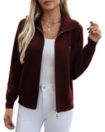 Bluzy damskie - YUTILA Damska Bluza Kardigan Rozpinana Bez Kaptura Czerwona Rozmiar S - miniaturka - grafika 1