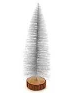 Ozdoby bożonarodzeniowe - Choinka Sztuczna Na Pniu Z Brokatem 33 Cm Srebrna - miniaturka - grafika 1