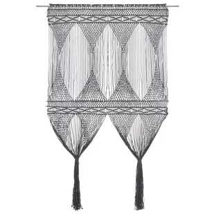 vidaXL Zasłona z makramy, antracyt, 140 x 240 cm, bawełna - Zasłony - miniaturka - grafika 1