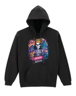 Bluzy męskie - Bluza z kapturem z nadrukiem Szkielet w koronie Czarny M - miniaturka - grafika 1