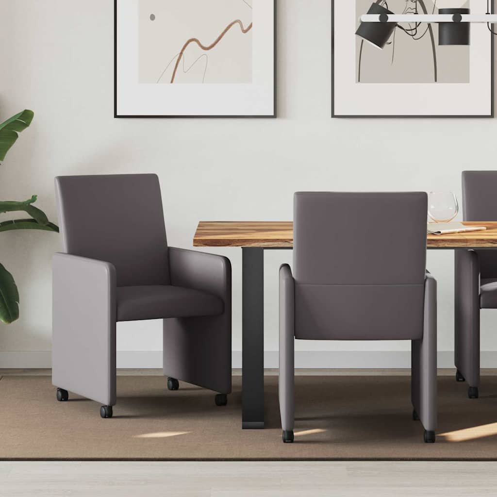 vidaXL Krzesła jadalne 2 pcs Szary 57 x 66 x 94 cm Skóra syntetyczna