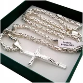 Łańcuszki - Łańcuszek Srebrny Męski Splot Królewski Z Krzyżykiem 925 Prezent+Dedykacja - miniaturka - grafika 1