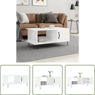 Ławy i stoliki kawowe - The Living Store stolik kawowy biały wysoki połysk 90x50x40 cm materiał drewnopochodny - miniaturka - grafika 1