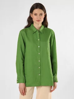 Koszule damskie - IPURI - Damska bluzka lniana, zielony - grafika 1
