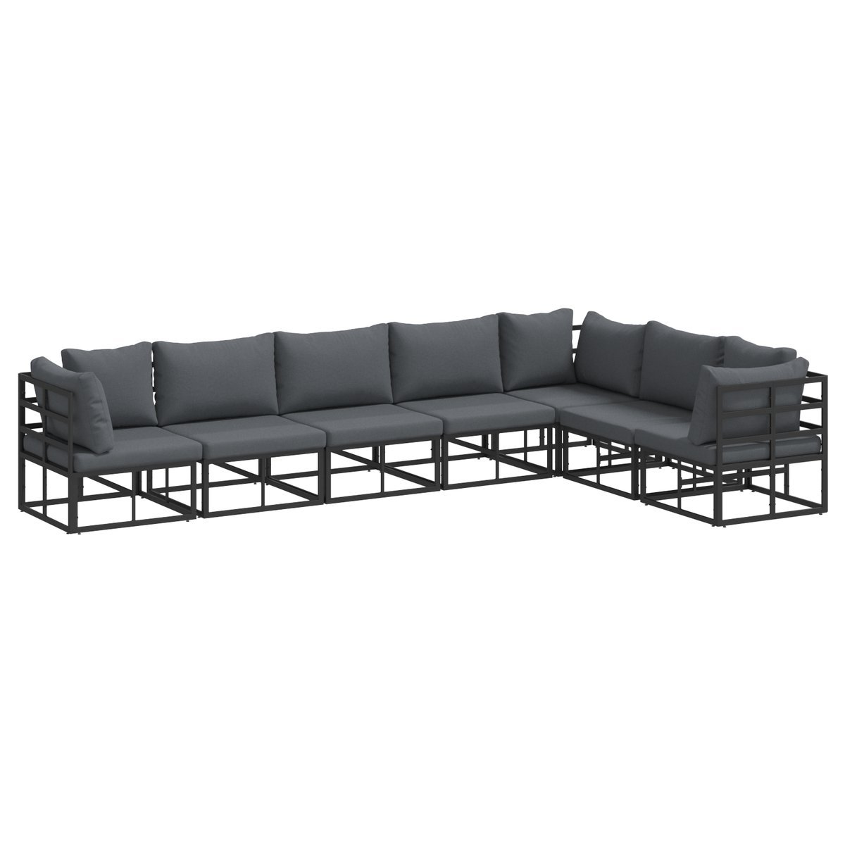 vidaXL Zestaw Sof na Ogród 7 pcs Czarny 70 x 70 x 32 cm Aluminium
