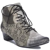 Botki damskie - Maciejka Botki damskie skórzane beżowe na obcasie-36 - miniaturka - grafika 1