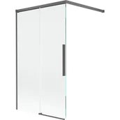 Parawany nawannowe - Mexen Rox parawan nawannowy 2-skrzydłowy rozsuwany 100 x 150 cm, transparent, gun gray szczotkowany - 8C9-100-003-66-00 - miniaturka - grafika 1