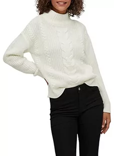 Vila Women's VIOA L/S sweter z wysokim dekoltem, top-NOOS, White Alyssum, L, White Alyssum, L - Swetry damskie - miniaturka - grafika 1