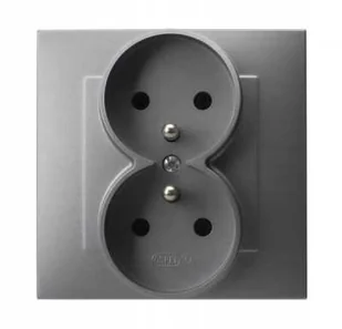 GNIAZDO PODWÓJNE Z UZIEMIENIEM KOMPLETNE RAMKA SZARY MAT OSPEL SZAFIR - Gniazdka elektryczne - miniaturka - grafika 1