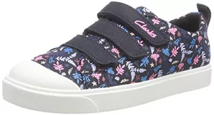 Clarks Dziewczęce sneakersy City Vibe K, Toile Bleu Marine, 22.5 EU Weit - Buty dla dziewczynek - miniaturka - grafika 1