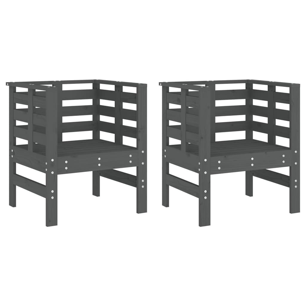 vidaXL Krzesła ogrodowe 2 szt. Szare 61,5x53x71 cm lite drewno sosnowe