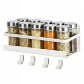 Półki do kuchni - Magnetyczna Półka Na Lodówkę Organizer Na Przyprawy Hunter 4 Haczyki Biała - miniaturka - grafika 1