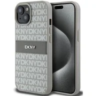 Etui i futerały do telefonów - Oryginalne Etui IPHONE 15 PLUS / 14 PLUS DKNY Hardcase Leather Mono Stripe & Metal Logo (DKHCP15MPRTHSLE) beżowe - miniaturka - grafika 1