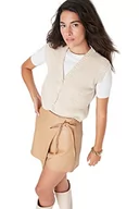 Kamizelki damskie - TRENDYOL Damska kamizelka z dekoltem w serek, jednokolorowa, regularna, dzianinowa, Sweater, Stone, M, Stone, M - miniaturka - grafika 1