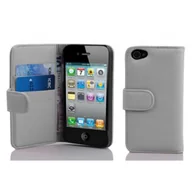 Etui i futerały do telefonów - Etui Cadorabo do Apple iPhone 4 / iPhone 4S w kolorze MAGNESIUM WHITE Etui na telefon komórkowy wykonane z teksturowanej sztucznej skóry z funkcją podstawki i miejscem na kartę Etui Etui ochronne Etui z klapką w stylu książki - miniaturka - grafika 1