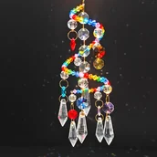 Rękodzieło - TEMU Ręcznie robiony kryształowy wiatrówka z kryształowego szkła, kolorowy suncatcher z metalowymi akcentami do dekoracji domu - Idealny na okna, - miniaturka - grafika 1