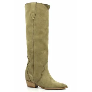 Oliwkowe kowbojki damskie CARINII - Carinii - Kozaki damskie - miniaturka - grafika 1