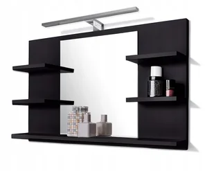 Lustro Z Półkami I Oświetleniem Led, Lustro Łazienkowe - Czarny Mat 80/50 - Lustra - miniaturka - grafika 1