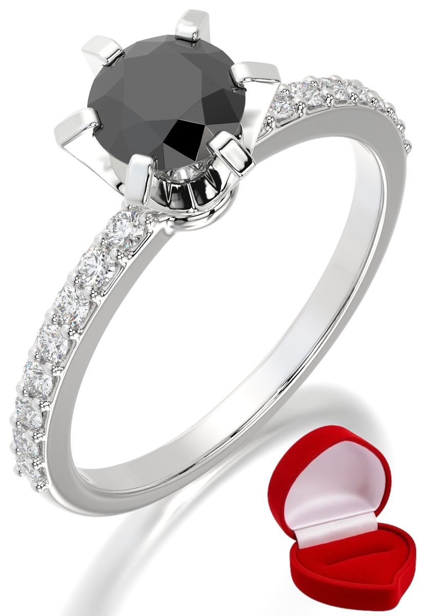 ZŁOTY PIERŚCIONEK ZARĘCZYNOWY 585 14k BRYLANT CZ. 0,70 ct BIAŁE ZŁOTO R7