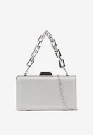 Torebki damskie - Srebrna Brokatowa Torebka Kopertówka z Łańcuszkiem Aurellia - miniaturka - grafika 1