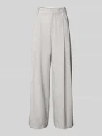 Spodnie damskie - Spodnie materiałowe z szeroką nogawką i zakładkami w pasie model ‘Washington’ - miniaturka - grafika 1