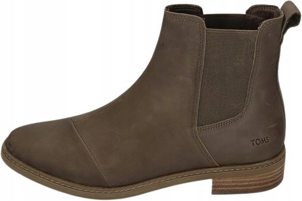 TOMS BRĄZOWE BOTKI DAMSKIE ZA KOSTKĘ Z ELASTYCZNYM BOKIEM SKÓRA 38 J3A