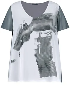 Samoon T-shirt damski, Iron Grey Wzorzysty, 48 PL - Koszulki i topy damskie - miniaturka - grafika 1