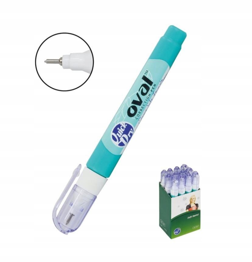 Korektor w Długopisie z Metalową Końcóką do Papieru Korketory 12 Sztuk