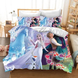DDONVG Frozen Pościel 135 x 200 cm Frozen Anna Elsa Olaf Poszwa na kołdrę Pościel dziecięca z mikrofibry z zamkiem błyskawicznym i poszewką na podu... - Pościel dla dzieci - miniaturka - grafika 1