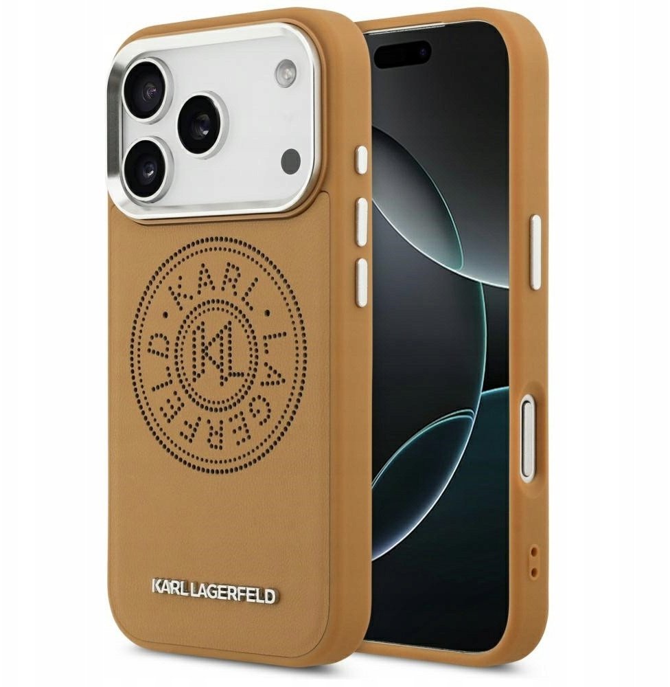 Karl Lagerfeld Point & Metal Logo MagSafe Case for iPhone 17 Pro Brown