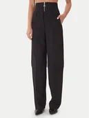 Spodnie damskie - Patrizia Pepe Spodnie materiałowe 2P1706 A498 Czarny Regular Fit - miniaturka - grafika 1