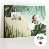 Tablice i flipcharty - Szkolna Tablica korkowa 60x40 cm, Kolorowe Pinezki, wzór Liście Monstery - miniaturka - grafika 1