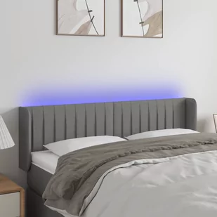 Lumarko Zagłówek do łóżka z LED, ciemnoszary, 147x16x78/88 cm, tkanina - Inne meble do sypialni - miniaturka - grafika 1