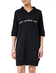 Emporio Armani Underwear Damska bluza Iconic Terry Maxi z kapturem, czarna, M, czarny, M - Bluzy damskie - miniaturka - grafika 1