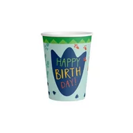 Dekoracje i nakrycia stołu na imprezę - Kubki papierowe urodzinowe z dinozaurami 250ml 8szt - miniaturka - grafika 1