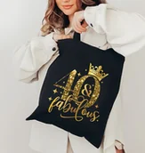 Torby i wózki na zakupy - Czarna torba na 40 urodziny - idealna na prezent na 40 -stkę - miniaturka - grafika 1