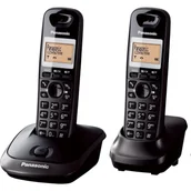 Telefony OUTLET - Panasonic KX-TG2512PD telefon bezprzewodowy DECT z 2 słuchakami (wysoka jakość rozmowy, podświetlany ekran LCD 1.4"), czarny - miniaturka - grafika 1