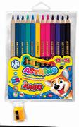 Przybory szkolne - Astra TARGI Kredki ołówkowe Astrino okrągłe jumbo 12=24 kolory w drewnie + temperówka Astra TARGI AE496AST - miniaturka - grafika 1