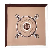 Apaszki i szaliki męskie - Jedwabna apaszka wzorzysta beżowo - brązowa - miniaturka - grafika 1