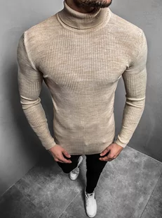 SWETER MĘSKI GOLF BEŻOWY OZONEE MACH/TRK2001Z - Ozonee - Swetry męskie - miniaturka - grafika 1