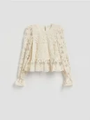 Bluzki damskie - Reserved - Bluzka z haftem - złamana biel - miniaturka - grafika 1